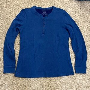 L.L. Bean Women's Royal Blue Long Sleeve Henley Shirt